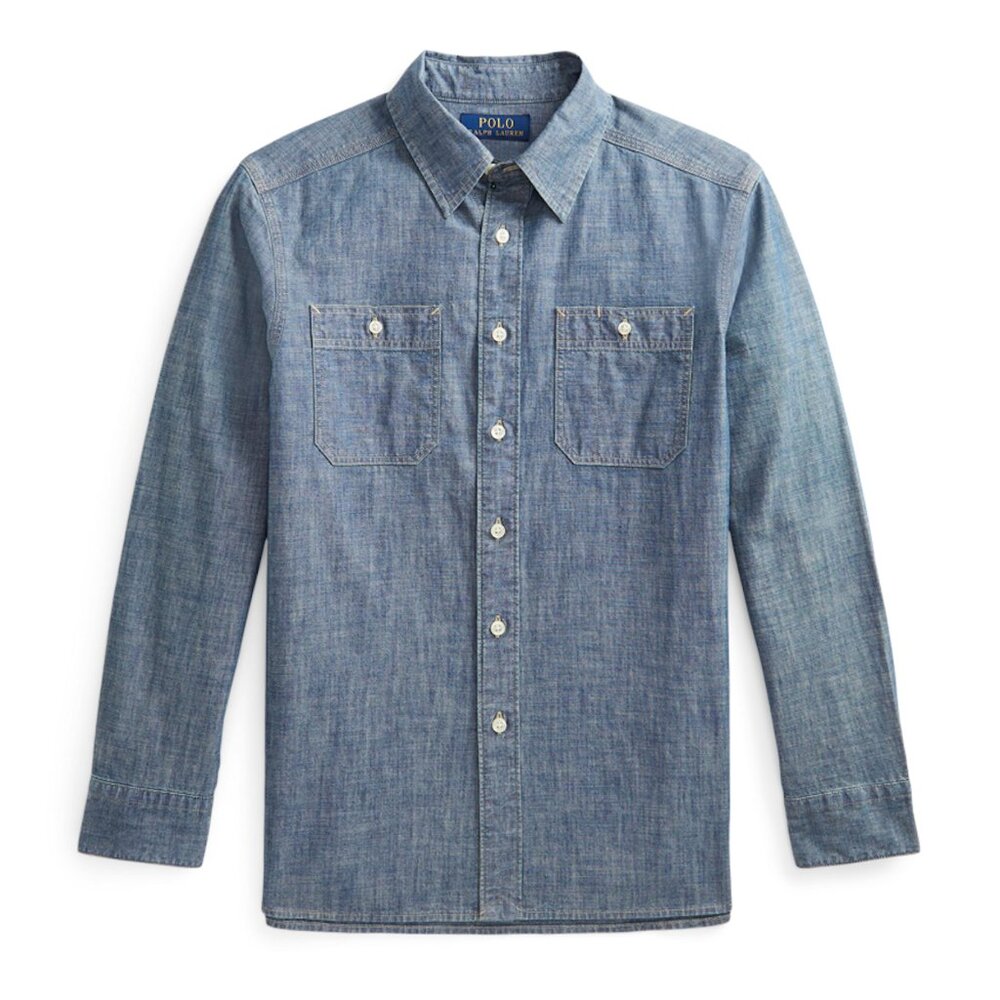 Polo Ralph Lauren boys blue denim chambray button down shirt 6